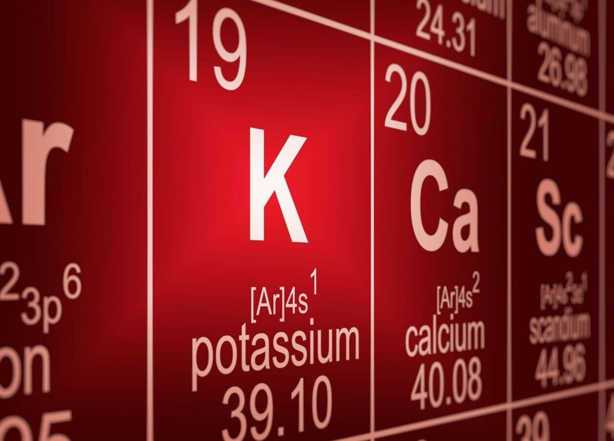 Potassium Element Sign on a Periodic Table