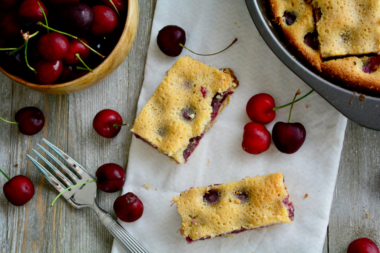 Low potassium, low sodium cherry brown butter with crunchy shortbread crust on white napkin.