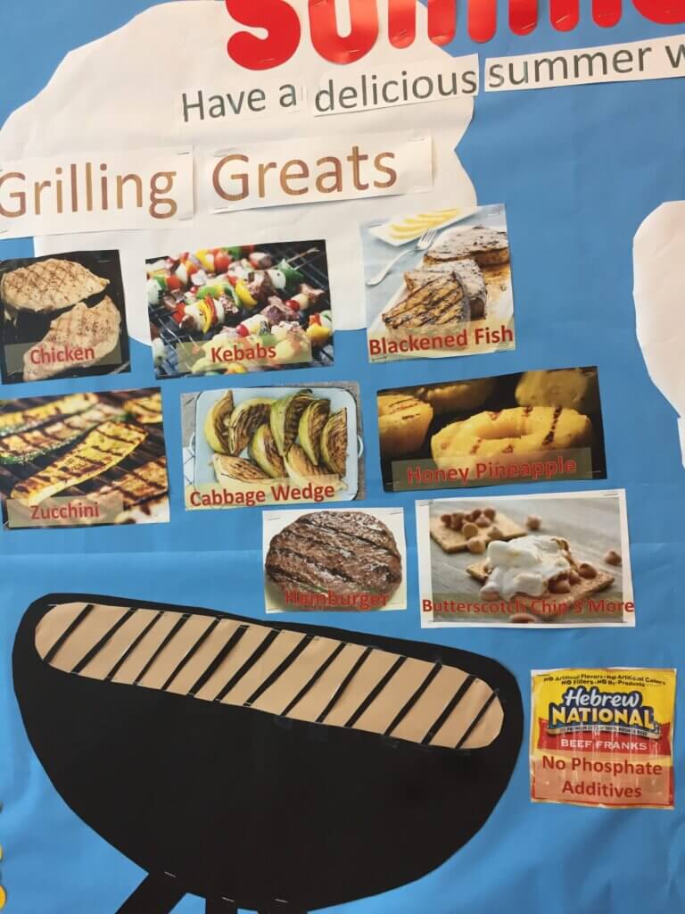 summer bulletin board for dialysis unit with grilling ideas
