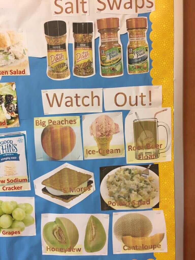 bulletin board for dialysis with foods to avoid