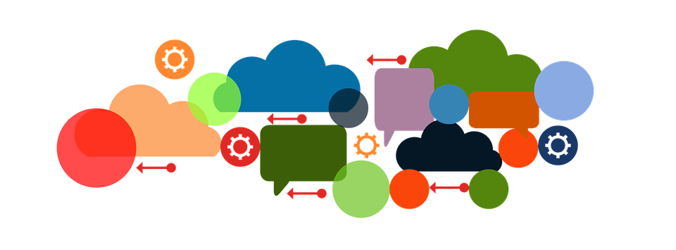 conversation bubbles to emphasize how bulletin boards help incite conversation in clinic lobby