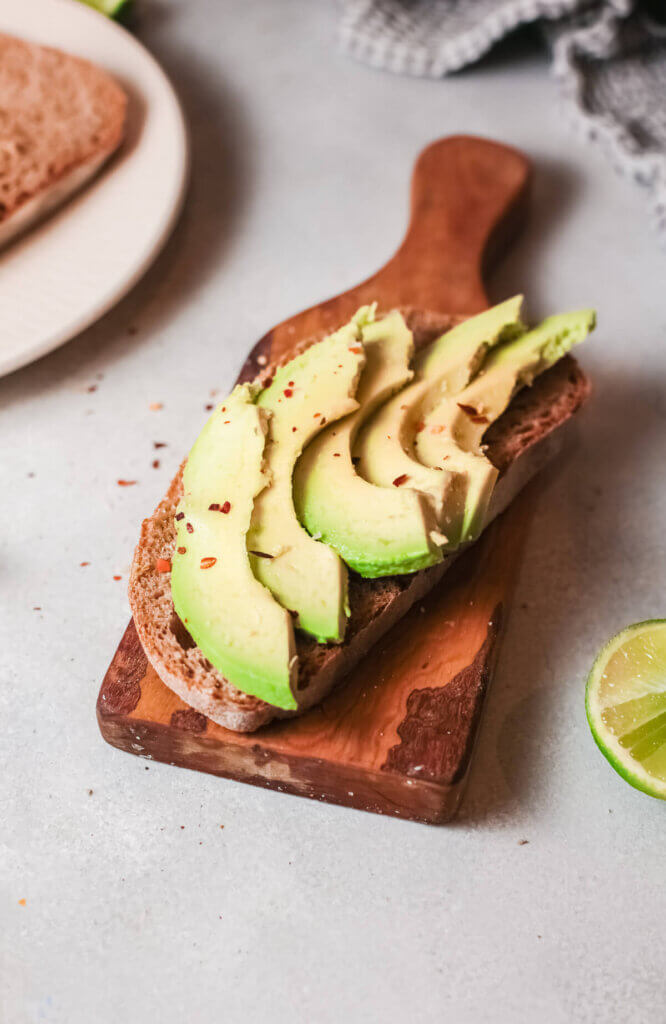 Low protein avocado toast on board. CKD