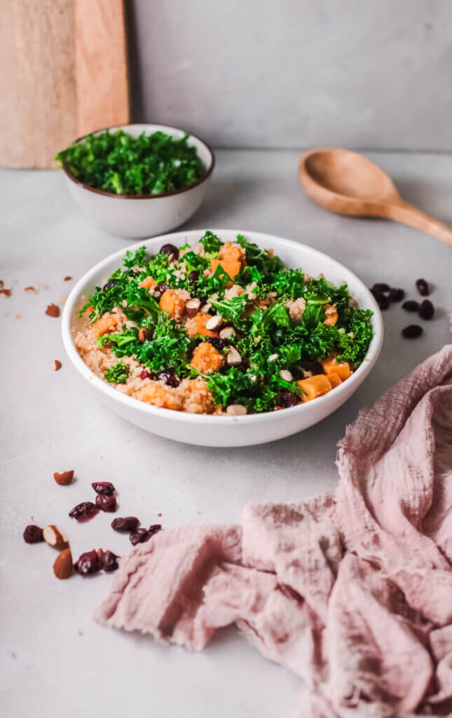 Cranberry quinoa salad with wooden spoon-CKD