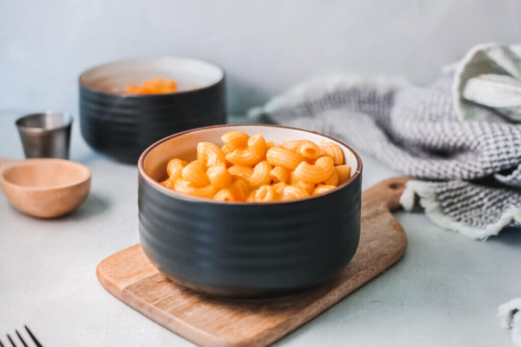 2 bowls kidney friendly plant-based Mac and "cheese"