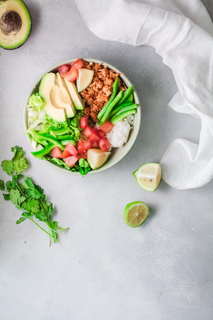vegan taco breakfast bowl with cilantro and lime-CKD