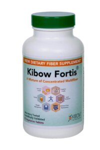 Picture of a bottle of prebiotic fiber, Kibow Fortis
