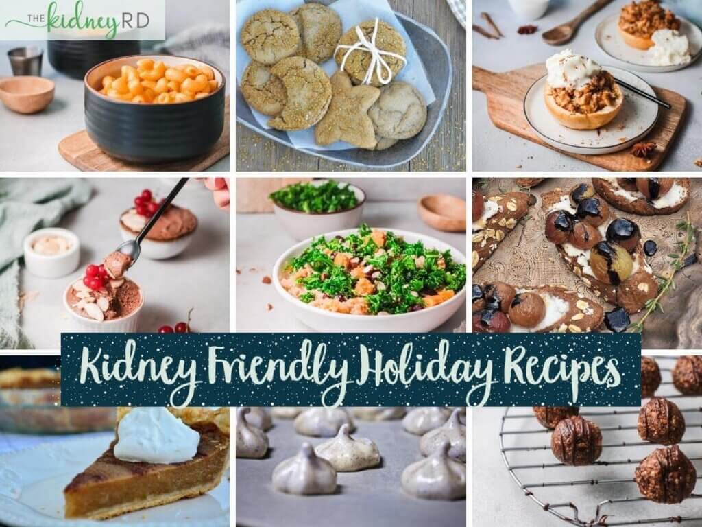 Kidney-friendly holiday recipe photo collage