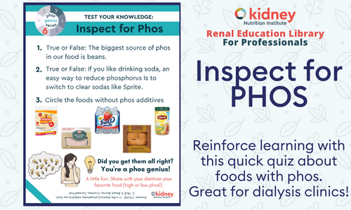 Game for dialysis clinic about phosphates in foods