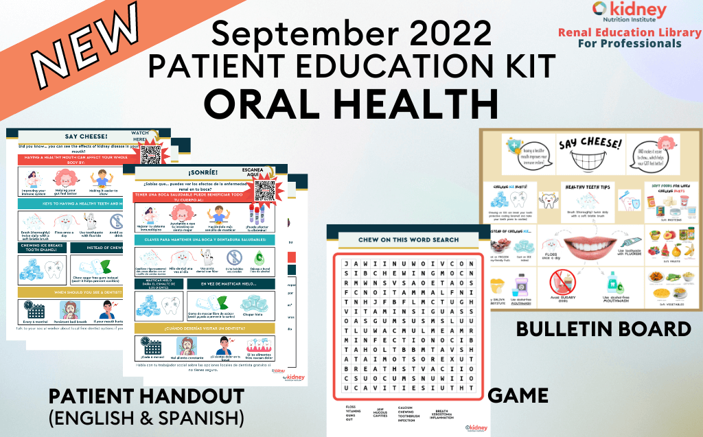Renal Dialysis patient education kit with handout, game and bulletin board template for renal dietitians.