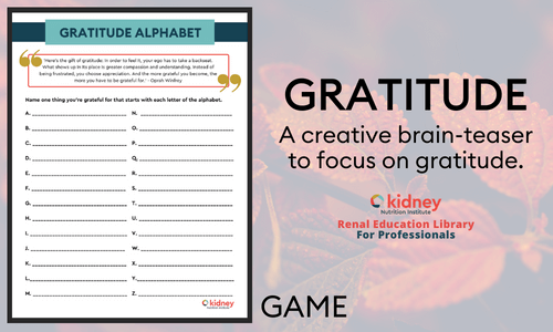 Worksheet to name a thing you are grateful for with each letter of the alphabet