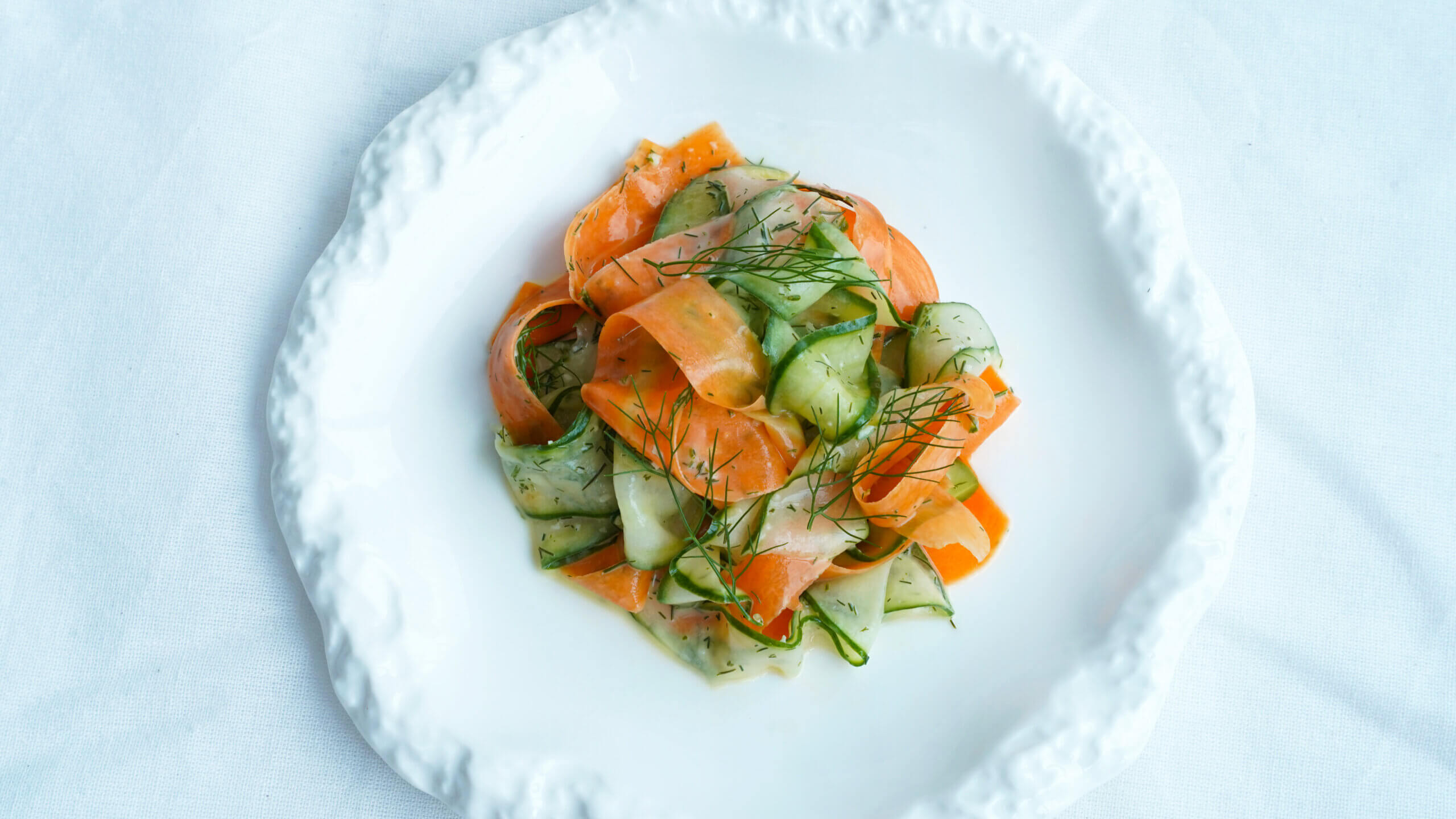 Shaved Carrot & Cucumber With Creamy Dill Dressing Top Down