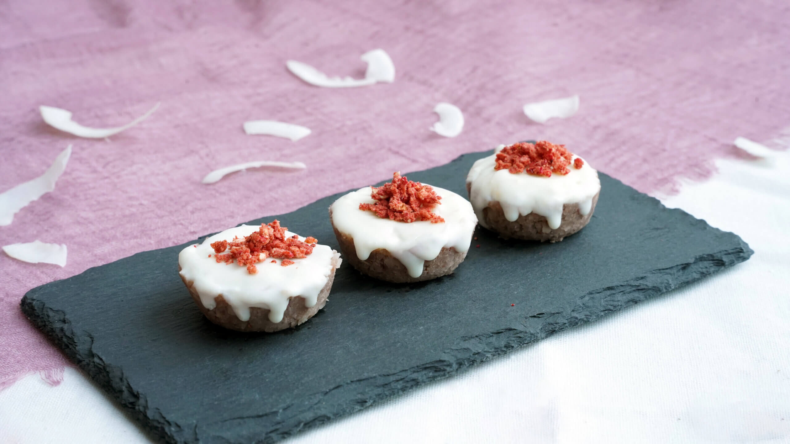 Strawberry Coconut No Bake Energy Bites Flakes