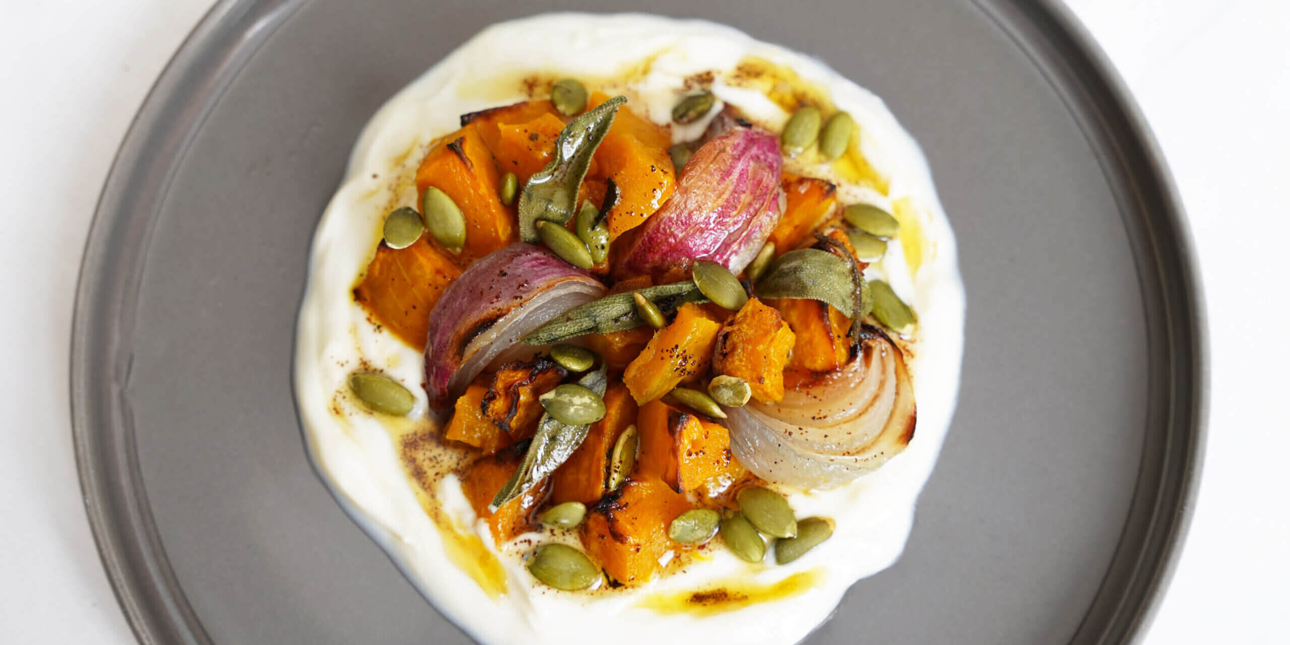 Brown Butter Sage Roasted Winter Squash Overhead Closeup